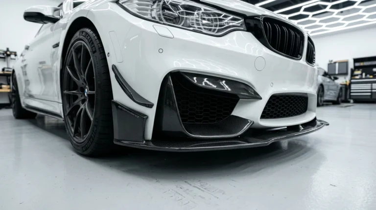 510 Auto Group real carbon fiber front bumper lip splitter and Extreme Online Store aero body kit on a sports coupe