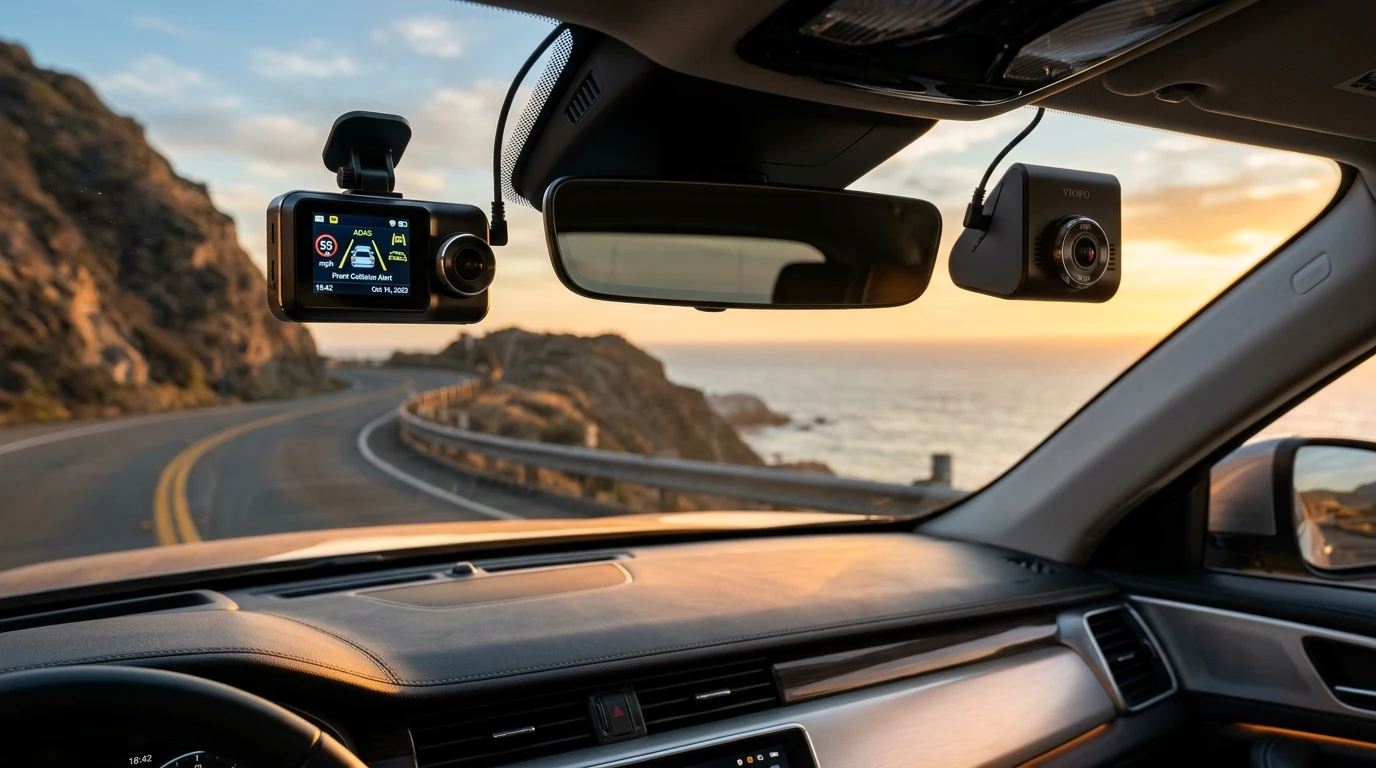 Botslab vs VIOFO 4K dual dash cams side-by-side mounted comparison in vehicle