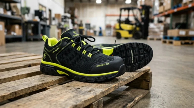 Suadex steel-toe safety work shoes and Keen Utility heavy-duty boots on a construction job site