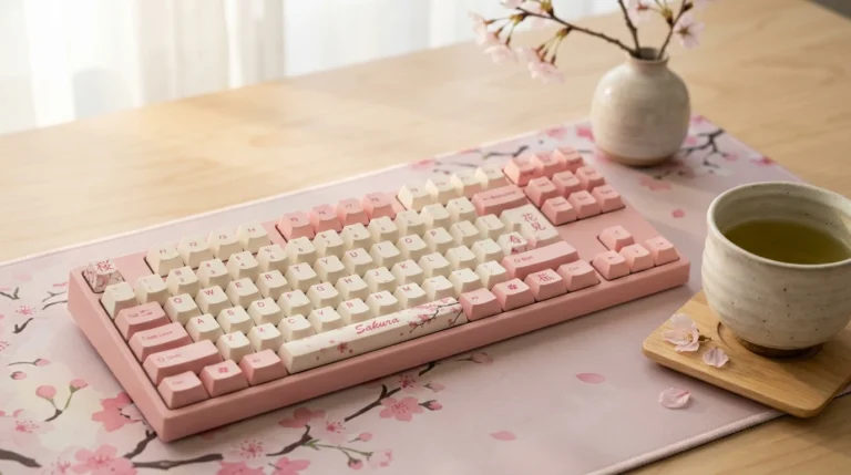 Varmilo vs Ducky mechanical keyboard Sakura EC switch artistic desk setup comparison